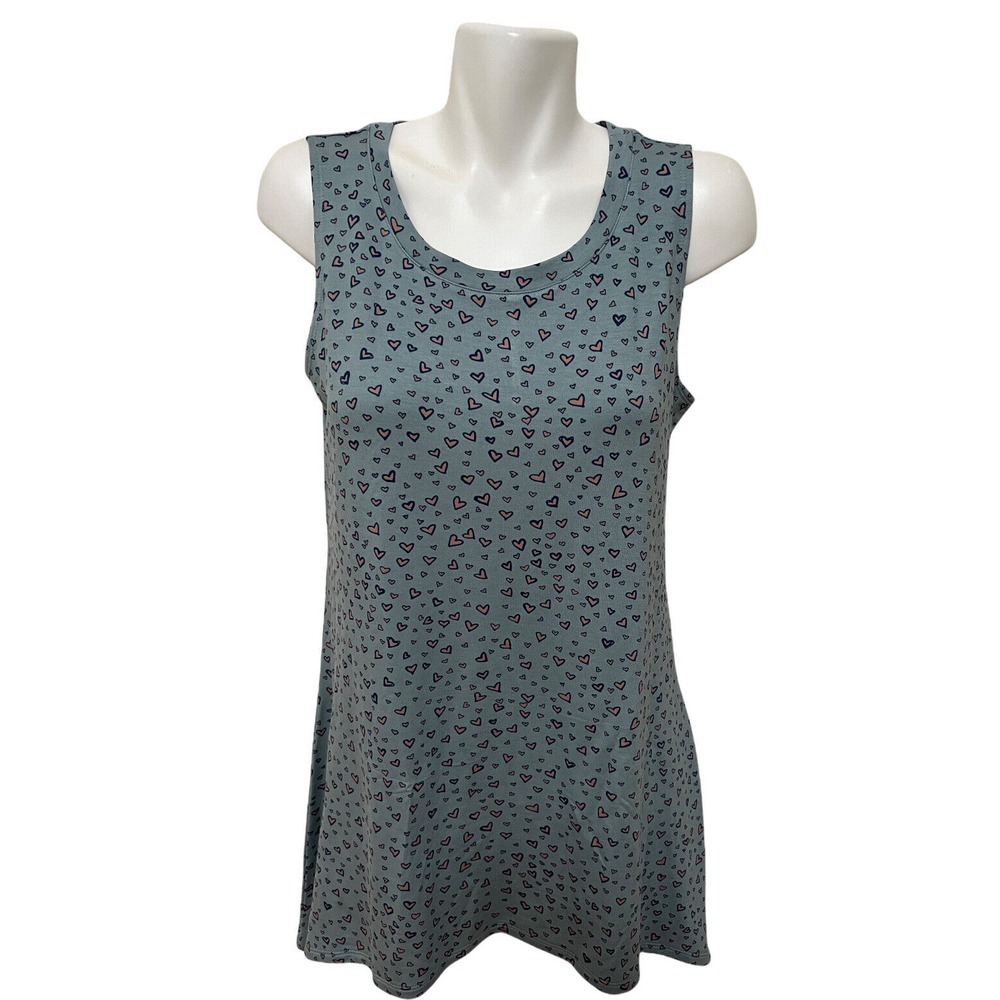 Logo Lori Goldstein Lounge Sleeveless Heart Tunic Tank Top Shark Bite Hem Size M